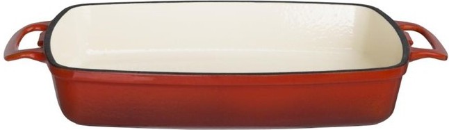 Vogue Red Rectangular Cast Iron Dish 2.8Ltr 