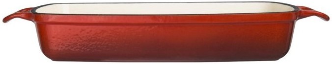  Vogue Red Rectangular Cast Iron Dish 2.8Ltr 
