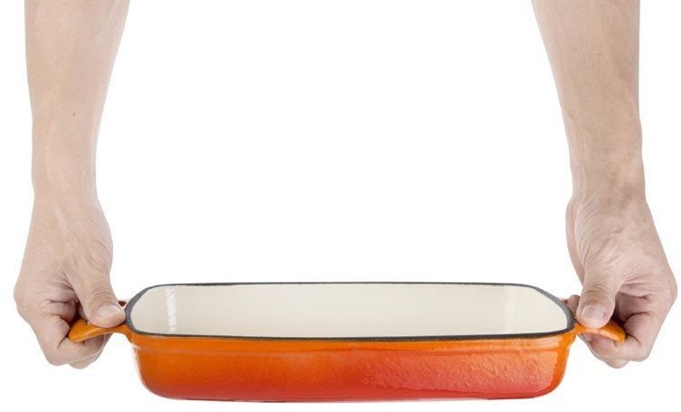  Vogue Orange Rectangular Cast Iron Dish 1.8Ltr 