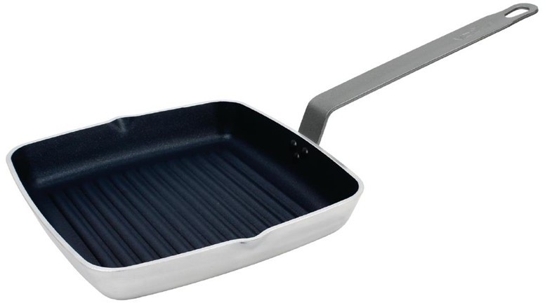 Vogue Square Non Stick Teflon Ribbed Skillet Pan 240mm 