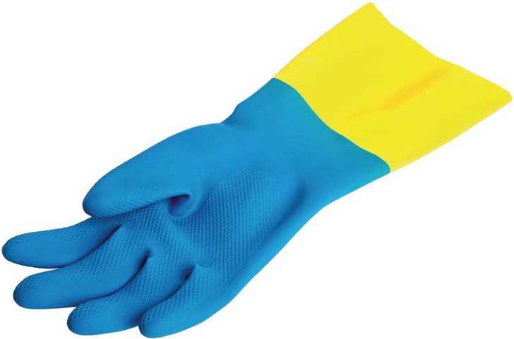  Mapa Alto 405 Liquid-Proof Heavy-Duty Janitorial Gloves Blue and Yellow Large 