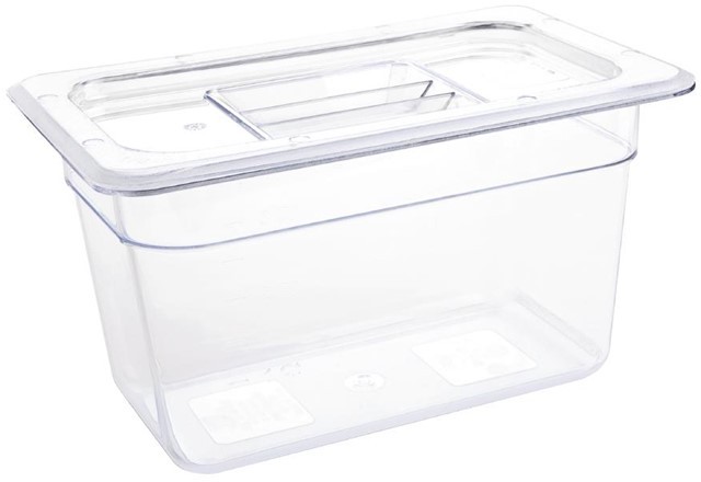  Vogue Polycarbonate 1/4 Gastronorm Container 150mm Clear 