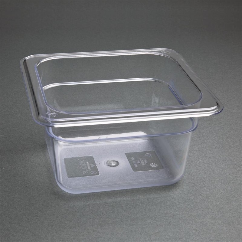  Vogue Polycarbonate 1/6 Gastronorm Container 100mm Clear 