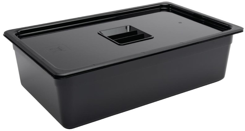  Vogue Polycarbonate 1/1 Gastronorm Container 150mm Black 