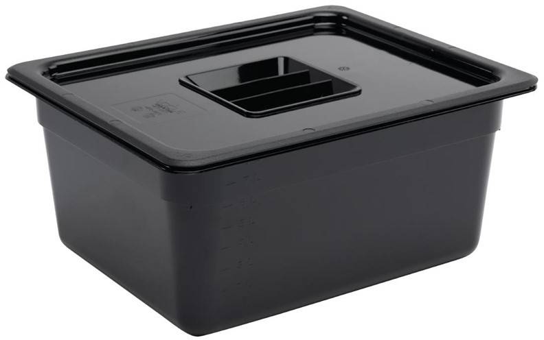  Vogue Polycarbonate 1/2 Gastronorm Container 150mm Black 