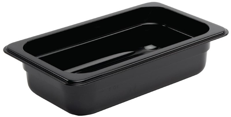  Vogue Polycarbonate 1/4 Gastronorm Container 65mm Black 