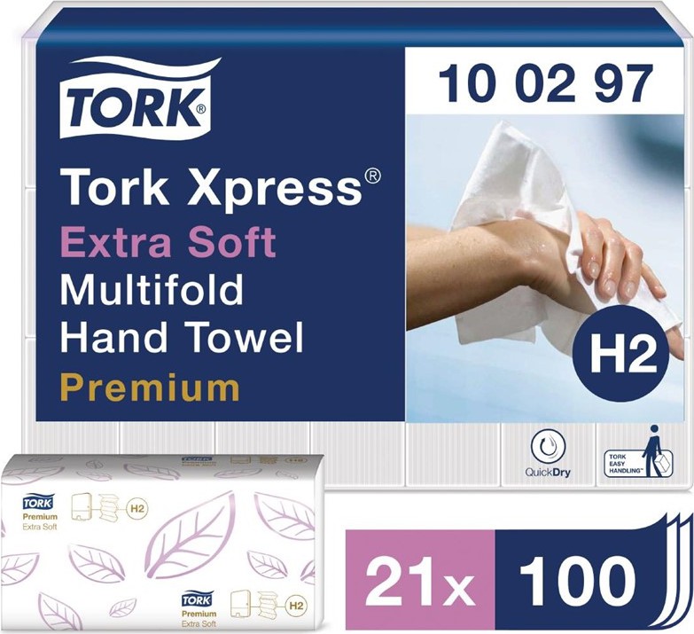  Tork Xpress Extra-Soft Multi-Fold Hand Towels 2-Ply (Pack of 2100) 