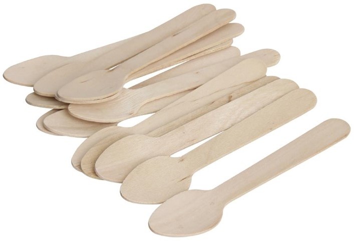  Fiesta Green Biodegradable Wooden Teaspoons (Pack of 100) 