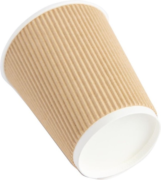  Fiesta Disposable Coffee Cups Ripple Wall Kraft 225ml / 8oz (Pack of 500) 