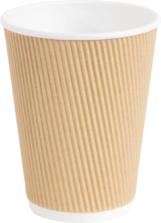  Fiesta Disposable Coffee Cups Ripple Wall Kraft 340ml / 12oz (Pack of 25) 