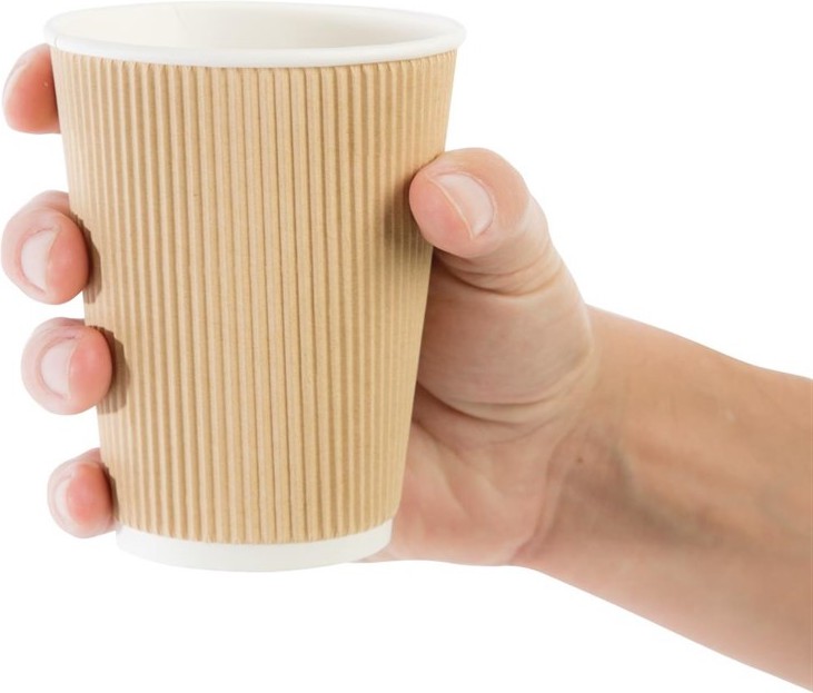  Fiesta Disposable Coffee Cups Ripple Wall Kraft 340ml / 12oz (Pack of 25) 