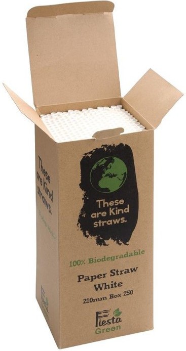  Fiesta Green Compostable Paper Straws White (Pack of 250) 