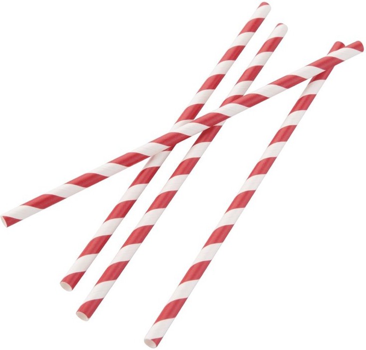  Fiesta Green Compostable Paper Straws Red Stripes (Pack of 250) 