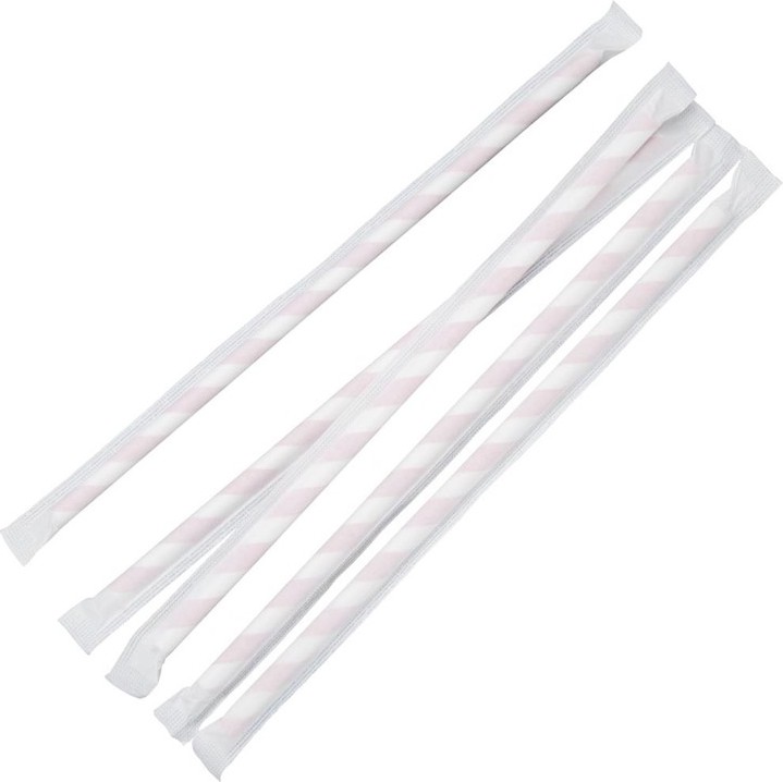  Fiesta Compostable Individually Wrapped Paper Straws Red Stripes (Pack of 250) 
