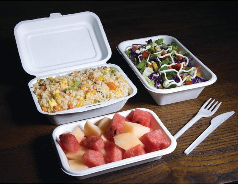  Fiesta Green Compostable Bagasse Hinged Food Containers 182mm 