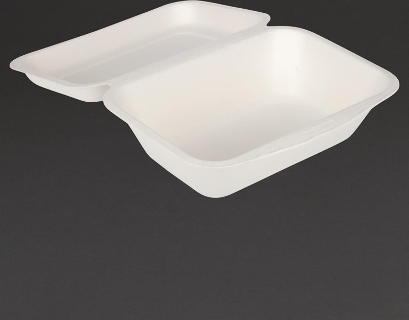 Fiesta Green Compostable Bagasse Hinged Food Containers 182mm 