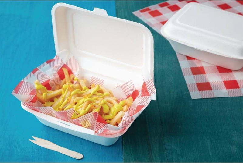  Fiesta Green Compostable Bagasse Hinged Food Containers 182mm 