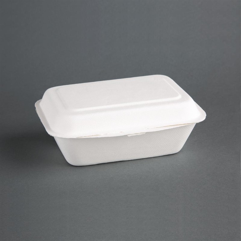  Fiesta Green Compostable Bagasse Hinged Food Containers 182mm 