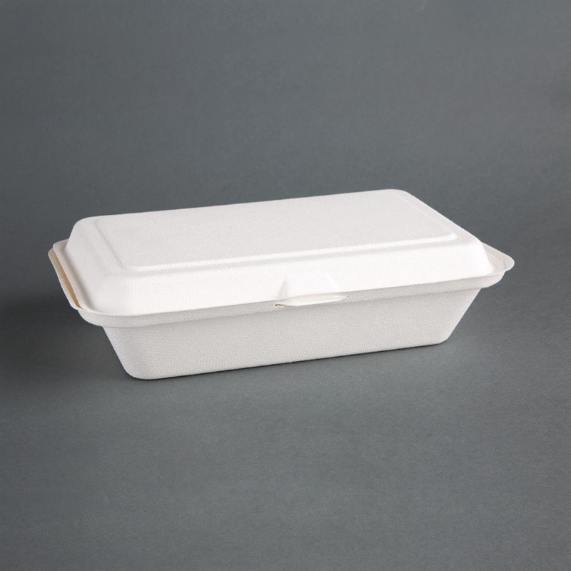 Fiesta Green Compostable Bagasse Hinged Food Containers 248mm 