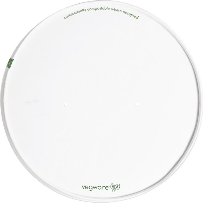  Vegware 185-Series Compostable Bon Appetit Wide PLA-lined Paper Food Bowl Lid (Pack of 300) 