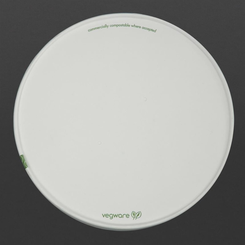  Vegware 185-Series Compostable Bon Appetit Wide PLA-lined Paper Food Bowl Lid (Pack of 300) 