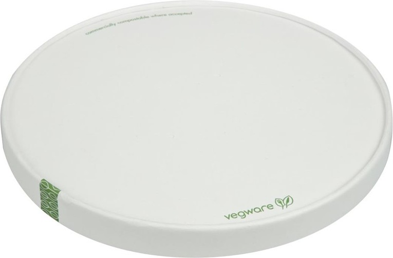  Vegware 185-Series Compostable Bon Appetit Wide PLA-lined Paper Food Bowl Lid (Pack of 300) 