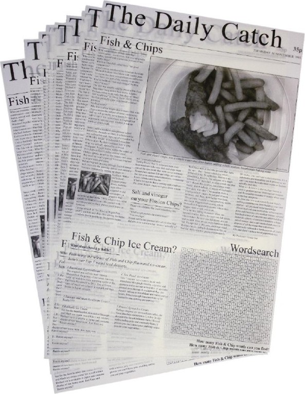  Gastronoble Greaseproof Paper Sheets Newspaper Print 270 x 420mm (Pack of 500) 