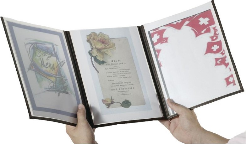  Securit Crystal Double Sided Menu Cover A4 Triple (Pack of 3) 