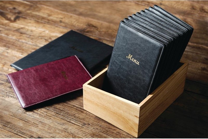  Olympia Faux Leather Menu Cover A5 Black 