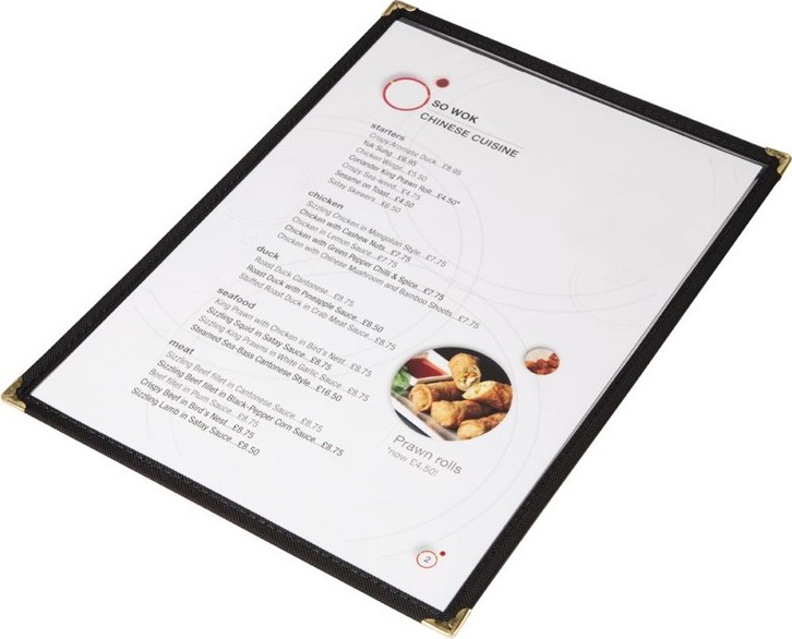  Olympia American Style Menu Cover Black A4 