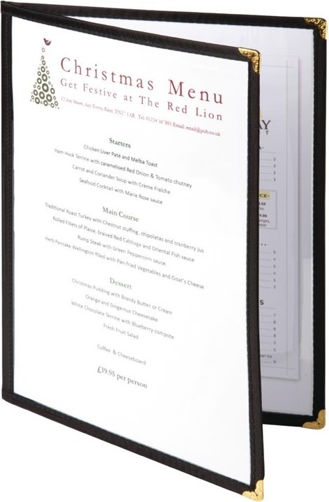  Olympia Four Page American Style Menu Cover A4 Black 