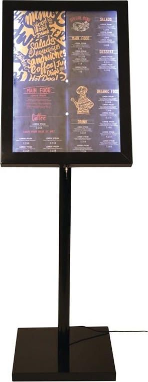  Securit LED Menu Display Case Black 