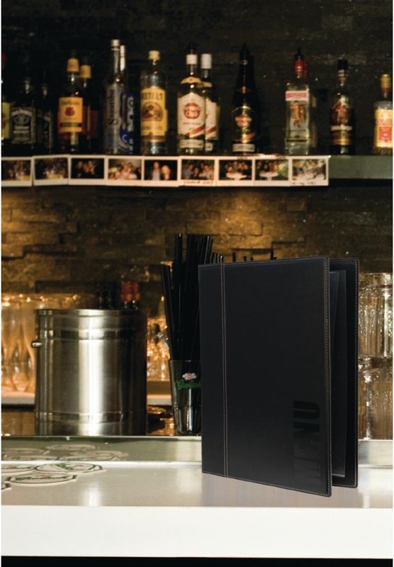  Securit Contemporary Menu Cover Black A4 