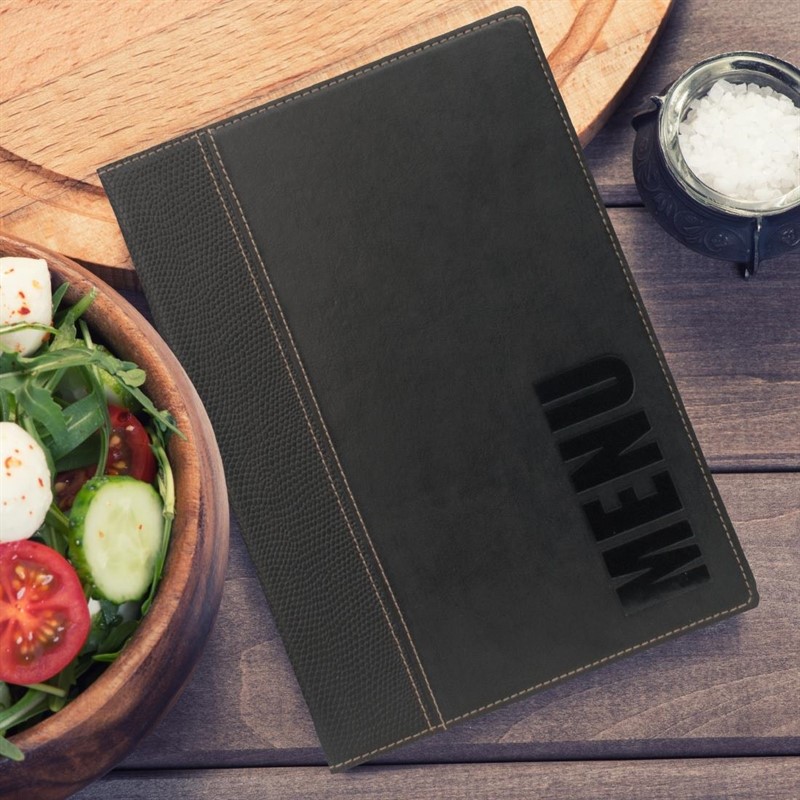  Securit Contemporary Menu Cover Black A5 