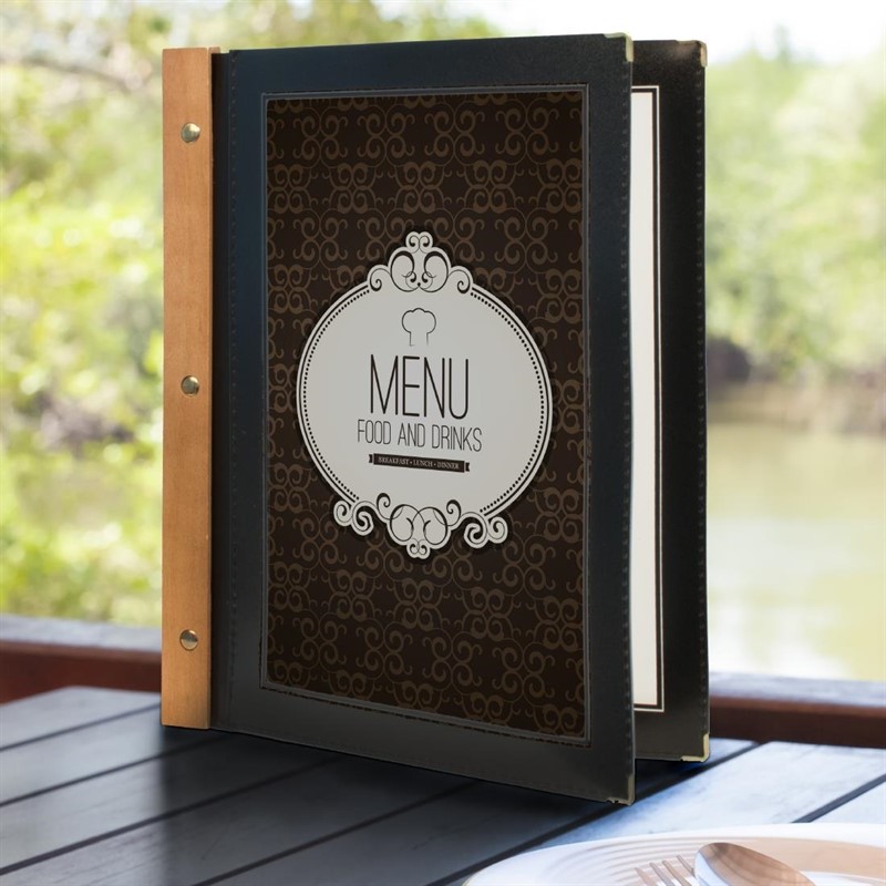  Securit Black Edge Menu Cover Inserts (Pack of 5) 