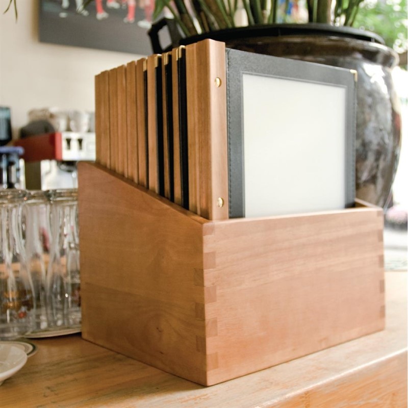  Securit Wood Spine American Style Menu Covers and Storage Box A4 Black 