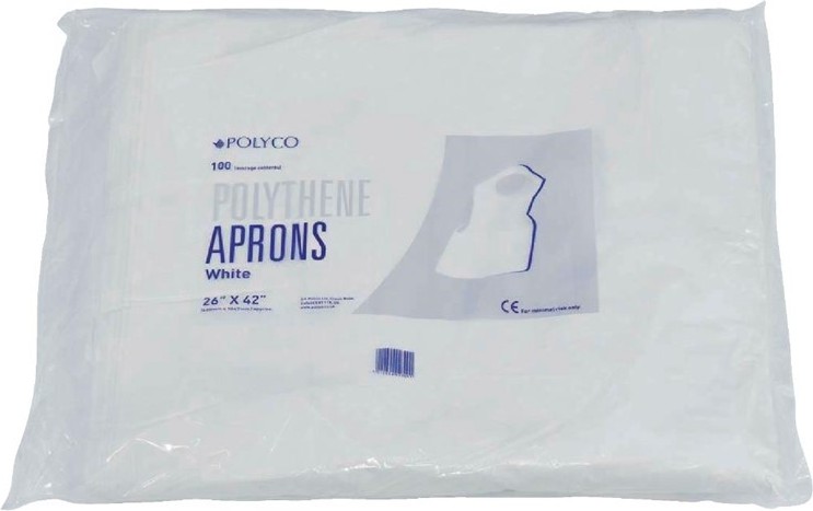  Gastronoble Disposable Polythene Bib Aprons White (Pack of 100) 