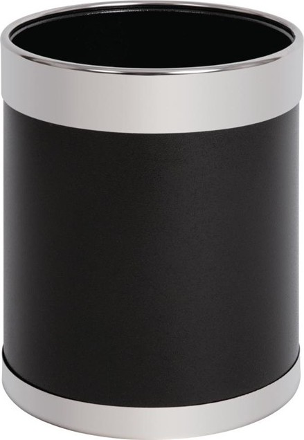  Bolero Black Waste Paper Bin with Silver Rim 