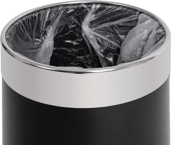  Bolero Black Waste Paper Bin with Silver Rim 