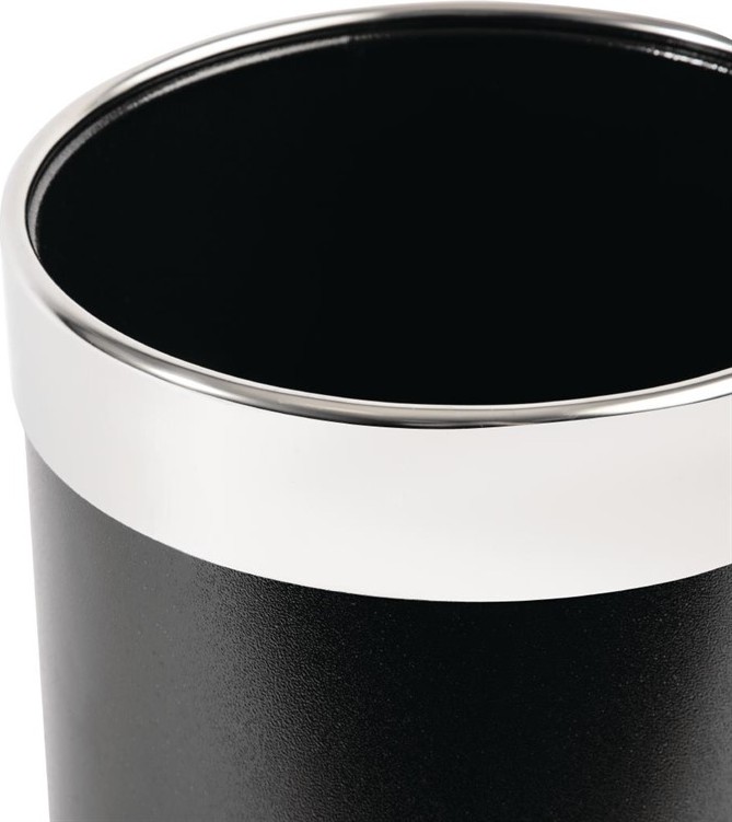  Bolero Black Waste Paper Bin with Silver Rim 