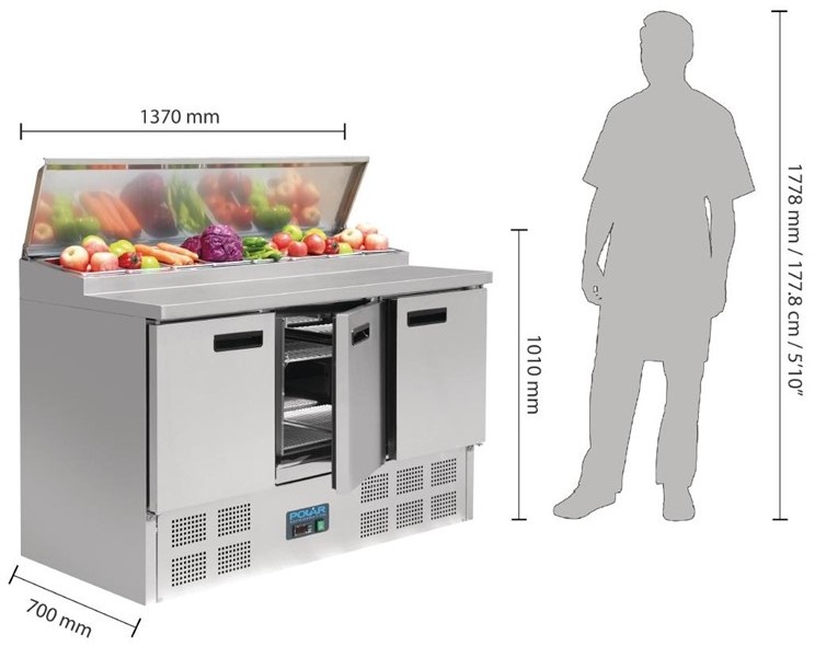  Polar G-Series Pizza Prep Counter Fridge 390Ltr 