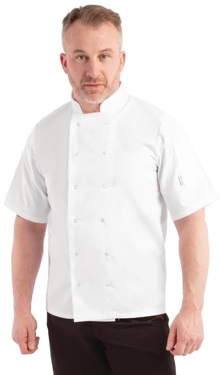  Whites Vegas Unisex Chef Jacket Short Sleeve White - 