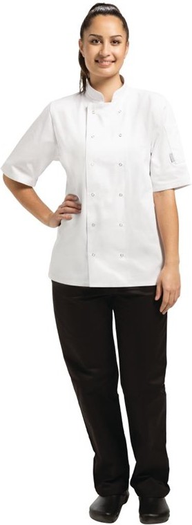 Whites Vegas Unisex Chef Jacket Short Sleeve White - 
