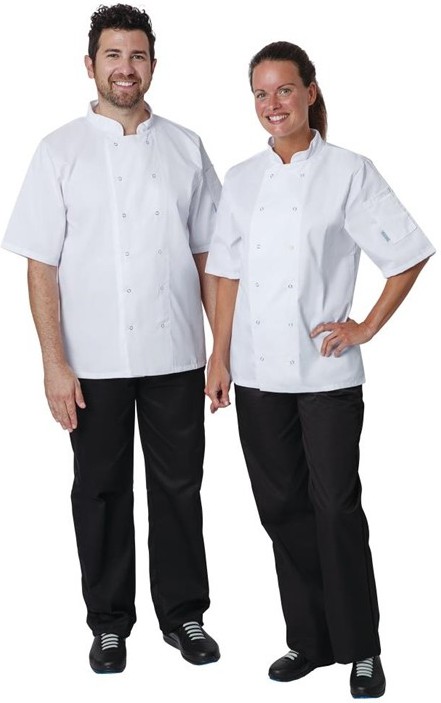  Whites Vegas Unisex Chef Jacket Short Sleeve White - 