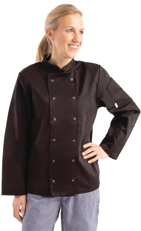  Whites Vegas Unisex Chef Jacket Long Sleeve Black - 