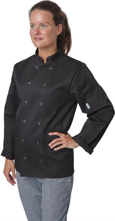  Whites Vegas Unisex Chef Jacket Long Sleeve Black - 