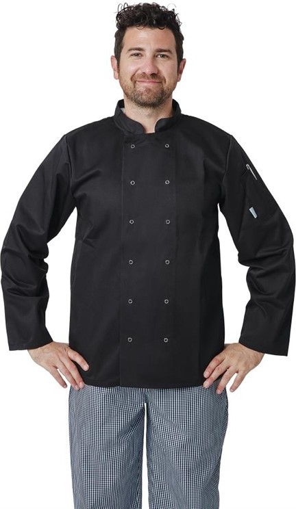  Whites Vegas Unisex Chef Jacket Long Sleeve Black - 
