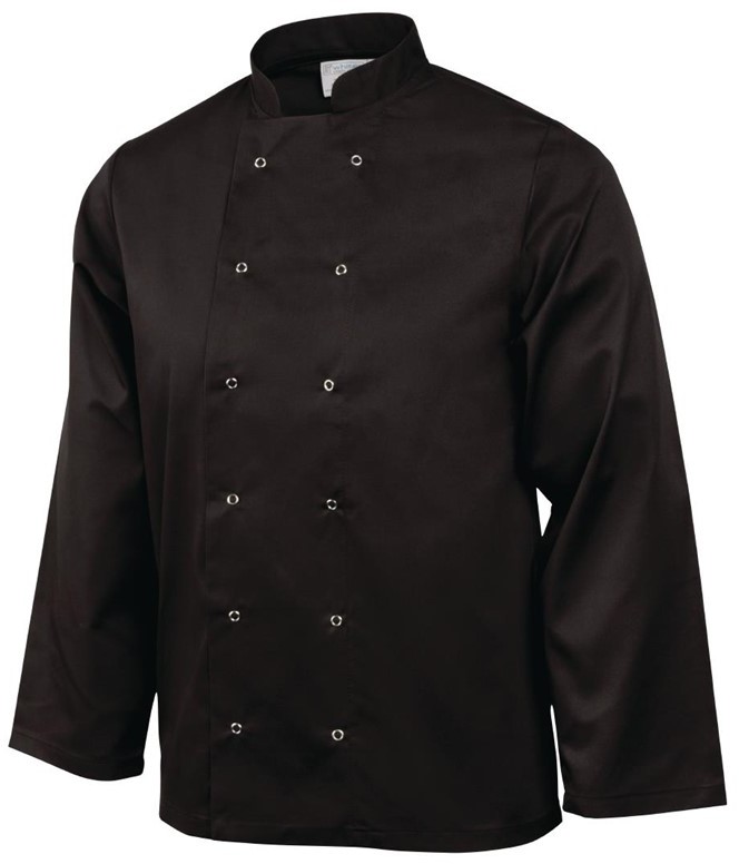  Whites Vegas Unisex Chef Jacket Long Sleeve Black - 