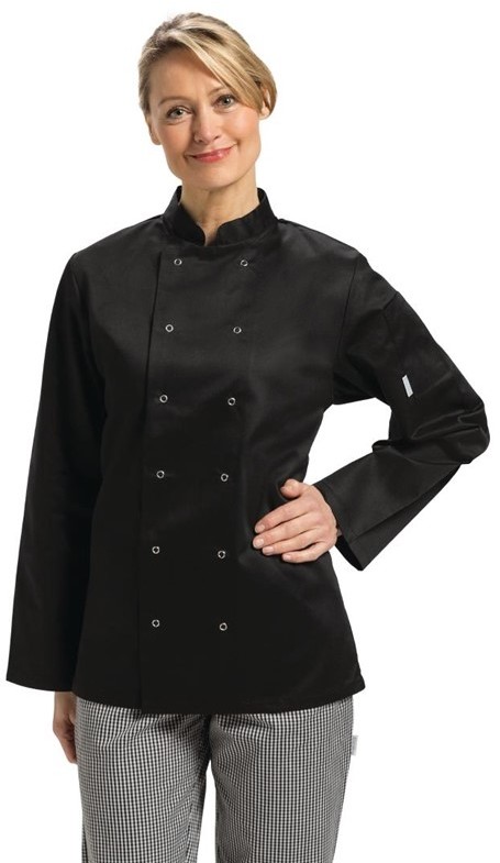  Whites Vegas Unisex Chef Jacket Long Sleeve Black - 