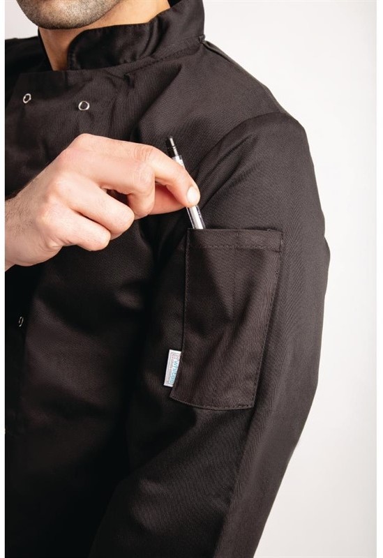  Whites Vegas Unisex Chef Jacket Long Sleeve Black - 